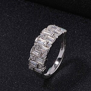 Moissanite 1.60 ctw Ring in Rhodium Over Sterling Silver (Size 6.5)