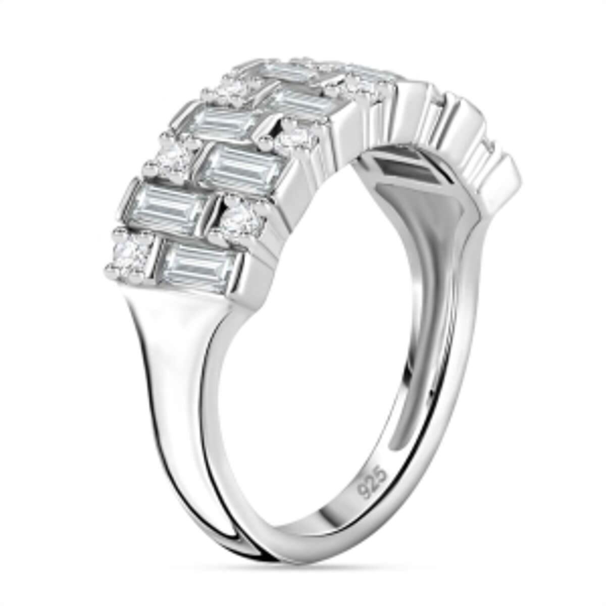 Moissanite 1.60 ctw Ring in Rhodium Over Sterling Silver (Size 6.5) image number 3