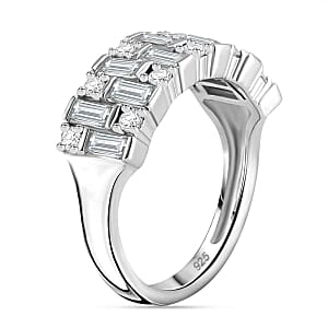 Moissanite 1.60 ctw Ring in Rhodium Over Sterling Silver (Size 6.5)
