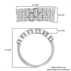 Moissanite 1.60 ctw Ring in Rhodium Over Sterling Silver (Size 6.5)