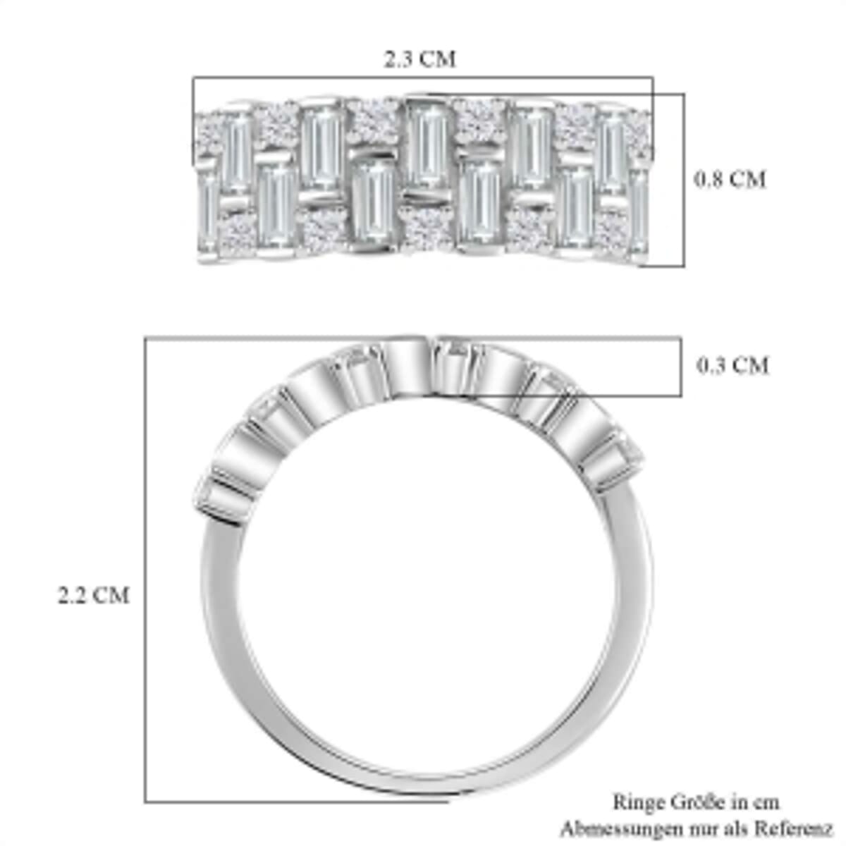 Moissanite 1.60 ctw Ring in Rhodium Over Sterling Silver (Size 6.5) image number 5