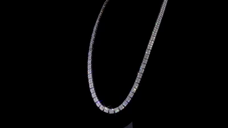 TLV Moissanite 2 Row Necklace (18 Inches) in Platinum Over Sterling Silver