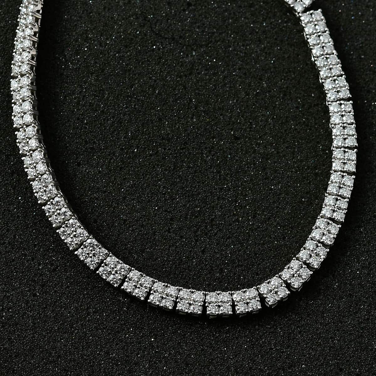 Moissanite 26.25 ctw 2 Row Tennis Necklace in Platinum Over Sterling Silver 18 Inches image number 2