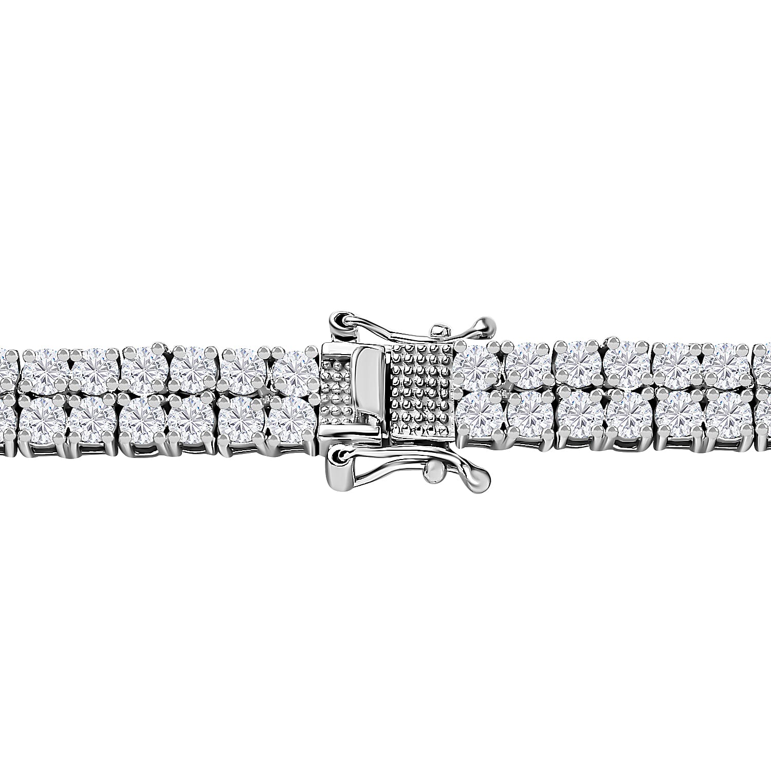 Moissanite 26.25 ctw 2 Row Tennis Necklace in Platinum Over Sterling Silver 18 Inches
