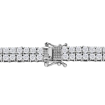 Moissanite 26.25 ctw 2 Row Tennis Necklace in Platinum Over Sterling Silver 18 Inches