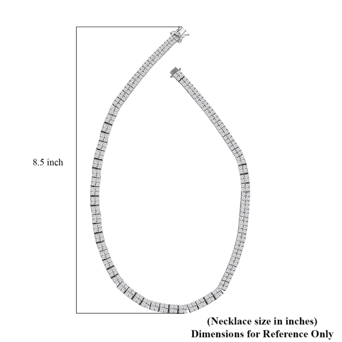 Moissanite 26.25 ctw 2 Row Tennis Necklace in Platinum Over Sterling Silver 18 Inches image number 4