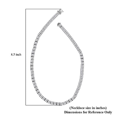 Moissanite 26.25 ctw 2 Row Tennis Necklace in Platinum Over Sterling Silver 18 Inches