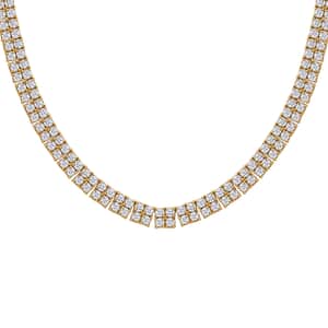 Moissanite 26.25 ctw 2 Row Tennis Necklace in Vermeil Yellow Gold Over Sterling Silver 18 Inches