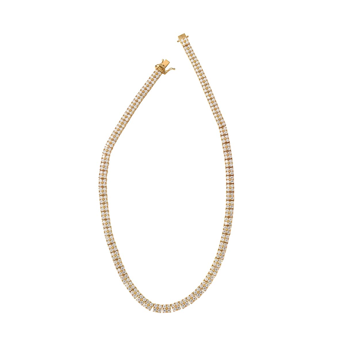 Moissanite 26.25 ctw 2 Row Tennis Necklace in Vermeil Yellow Gold Over Sterling Silver 18 Inches image number 3