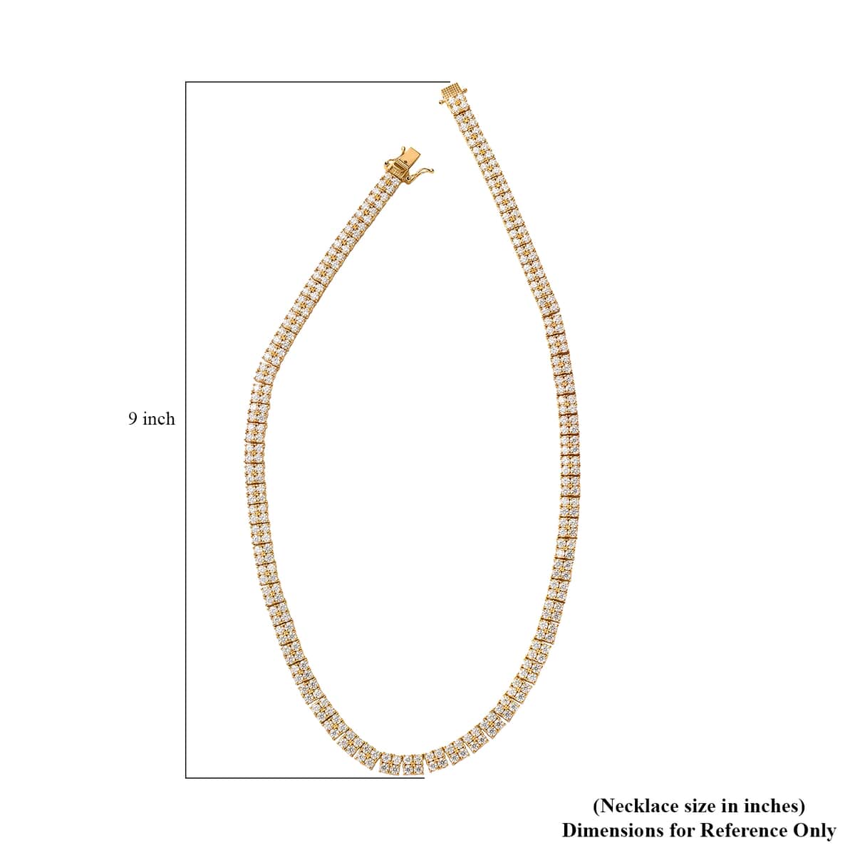 Moissanite 26.25 ctw 2 Row Tennis Necklace in Vermeil Yellow Gold Over Sterling Silver 18 Inches image number 5