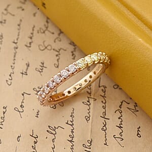 Modani 14K Rose and Yellow Gold Natural Pink and Yellow Diamond (SI) Eternity Band Ring (Size 5.0) 1.08 ctw