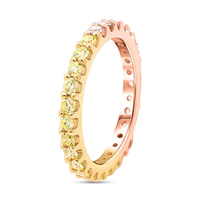 Modani 14K Rose and Yellow Gold Natural Pink and Yellow Diamond (SI) Eternity Band Ring (Size 5.0) 1.08 ctw