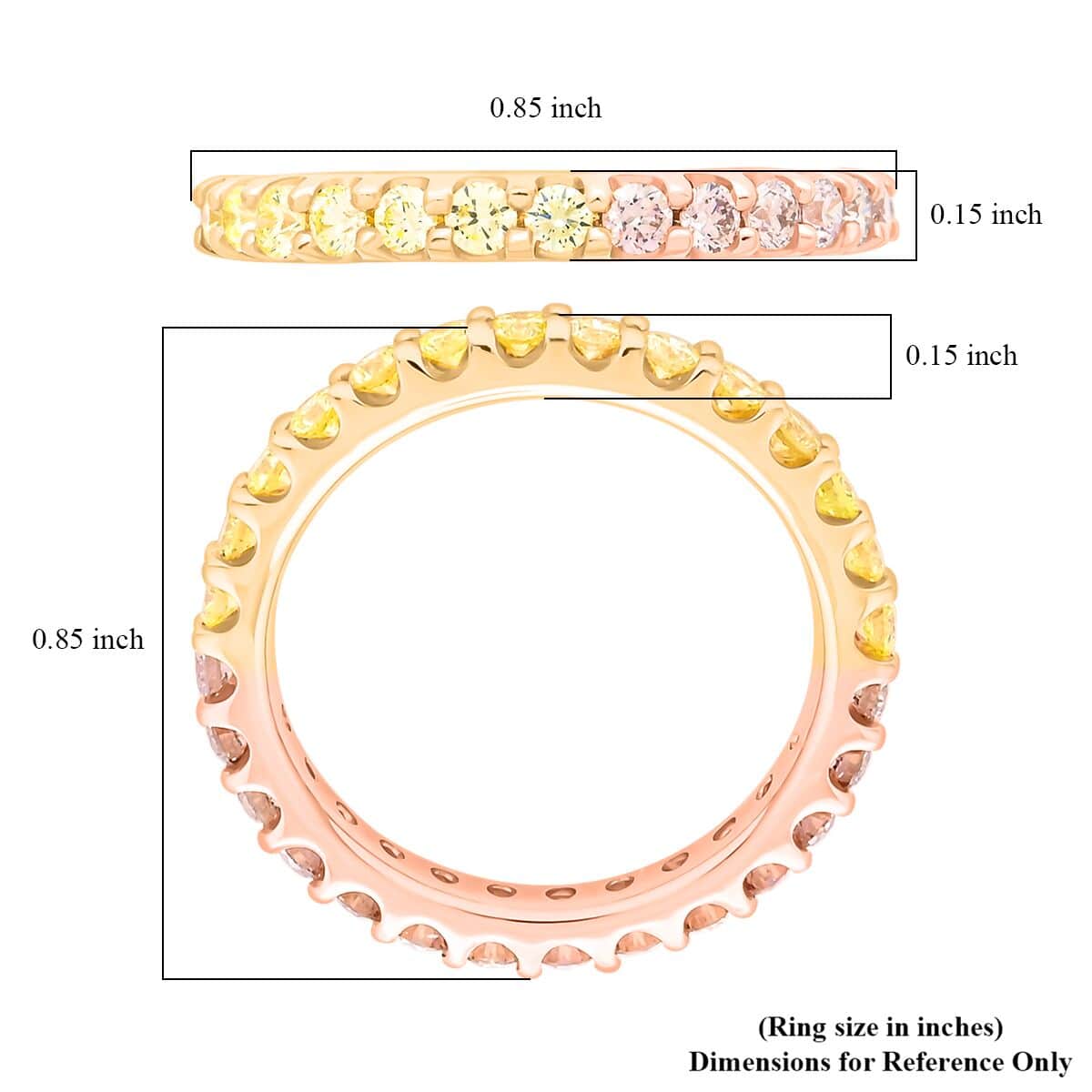 Modani 14K Rose and Yellow Gold Natural Pink and Yellow Diamond (SI) Eternity Band Ring (Size 5.0) (Del. in 10-12 Days) 1.08 ctw image number 4