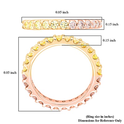 Modani 14K Rose and Yellow Gold Natural Pink and Yellow Diamond (SI) Eternity Band Ring (Size 5.0) 1.08 ctw