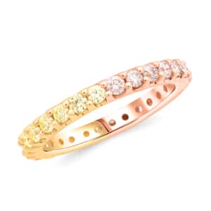 Modani 14K Rose and Yellow Gold Natural Pink and Yellow Diamond (SI) Eternity Band Ring (Size 7.0) 1.20 ctw