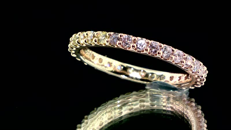 14K Rose Gold SI Pink Diamond , Yellow Diamond SI Ring , Gold Wt. 2.6 g (Size 5.0) 1.08 ctw