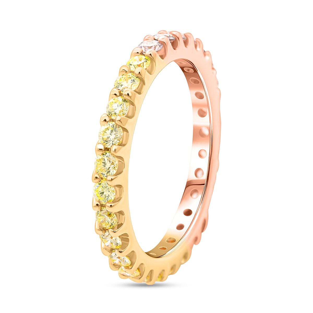 Modani 14K Rose and Yellow Gold Natural Pink and Yellow Diamond (SI) Eternity Band Ring (Size 8.0) 1.20 ctw image number 3