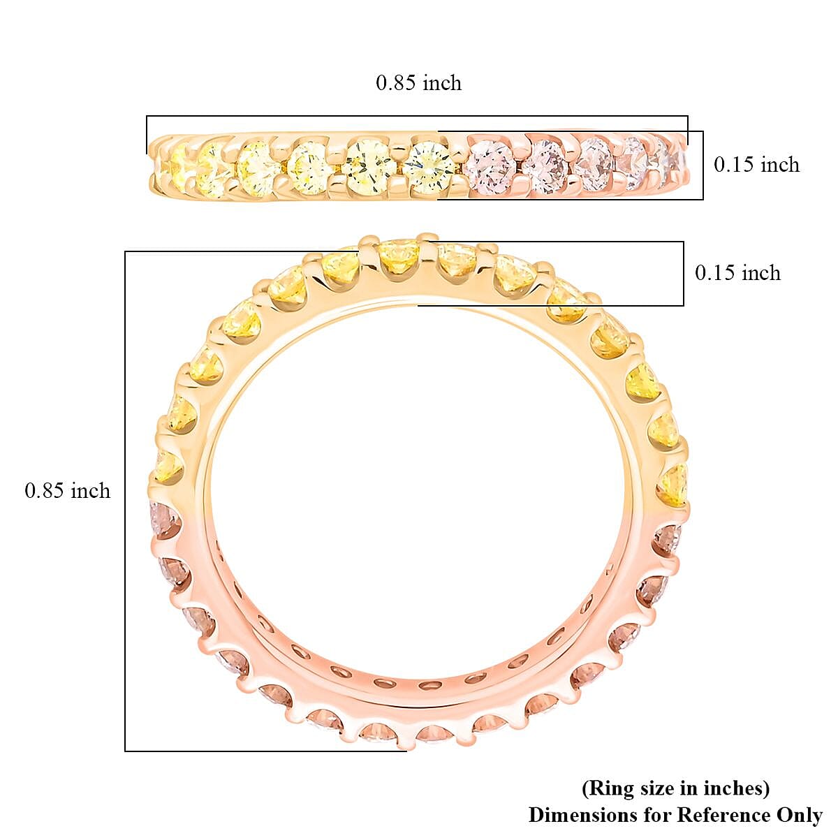 Modani 14K Rose and Yellow Gold Natural Pink and Yellow Diamond (SI) Eternity Band Ring (Size 9.0) 1.20 ctw image number 4