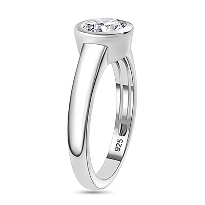 Moissanite 0.80 ctw Ring in Platinum Over Sterling Silver (Size 6.5)