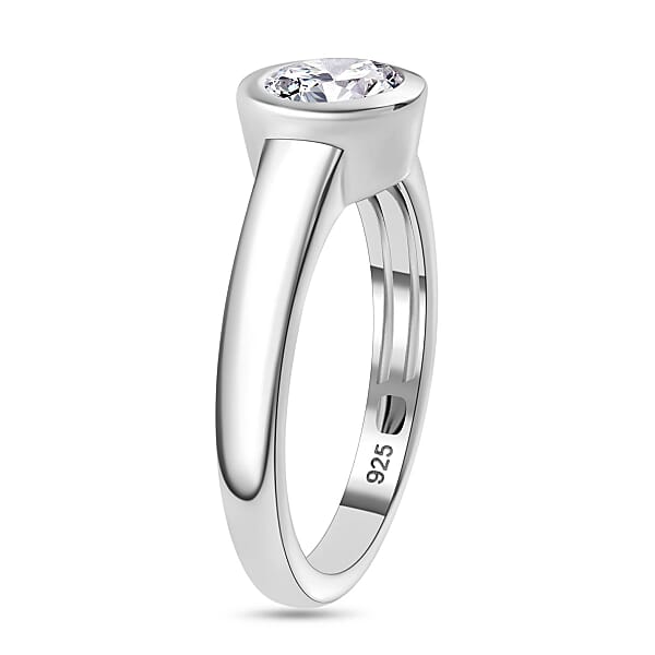 Moissanite 0.80 ctw Ring in Platinum Over Sterling Silver (Size 6.5)