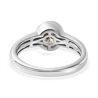 Moissanite 0.80 ctw Ring in Platinum Over Sterling Silver (Size 6.5)