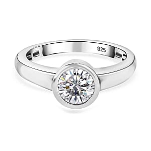 Moissanite 0.73 ctw Ring in Platinum Over Sterling Silver (Size 10)
