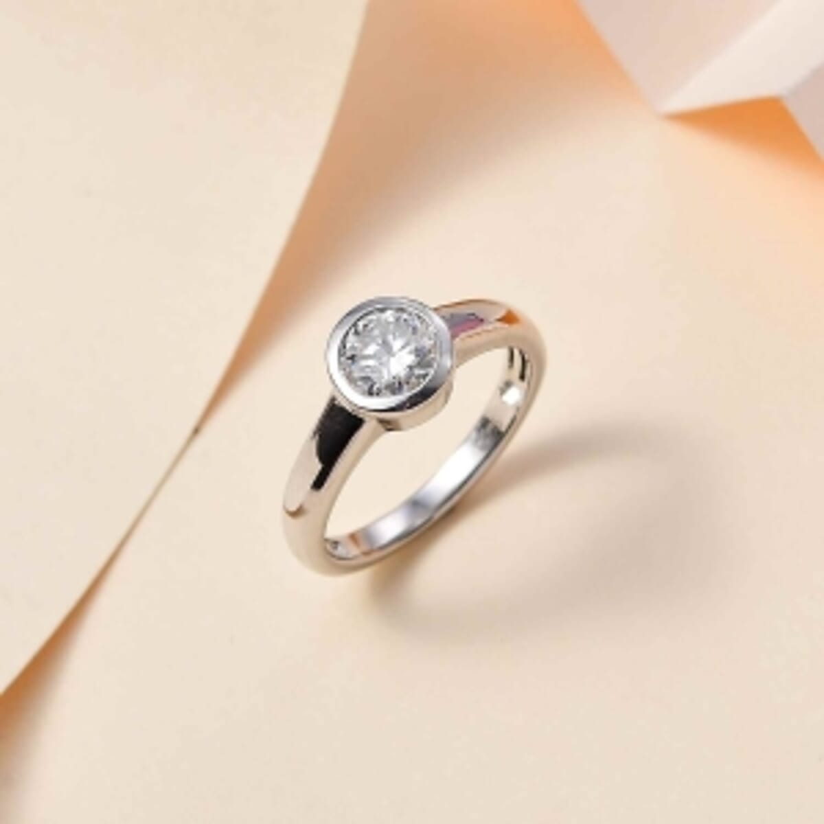 Moissanite 0.73 ctw Ring in Platinum Over Sterling Silver (Size 10) image number 1