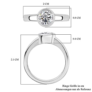 Moissanite 0.73 ctw Ring in Platinum Over Sterling Silver (Size 10)