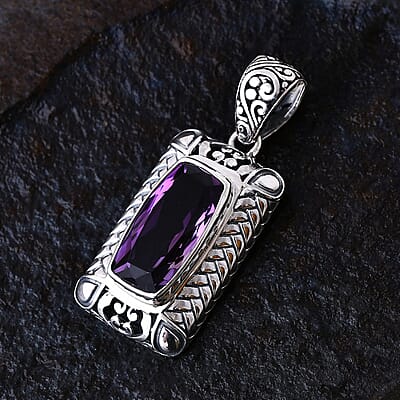 Bali Legacy African Amethyst 11.15 ctw Pendant without Chain in Sterling Silver 