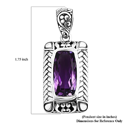 Bali Legacy African Amethyst 11.15 ctw Pendant without Chain in Sterling Silver 