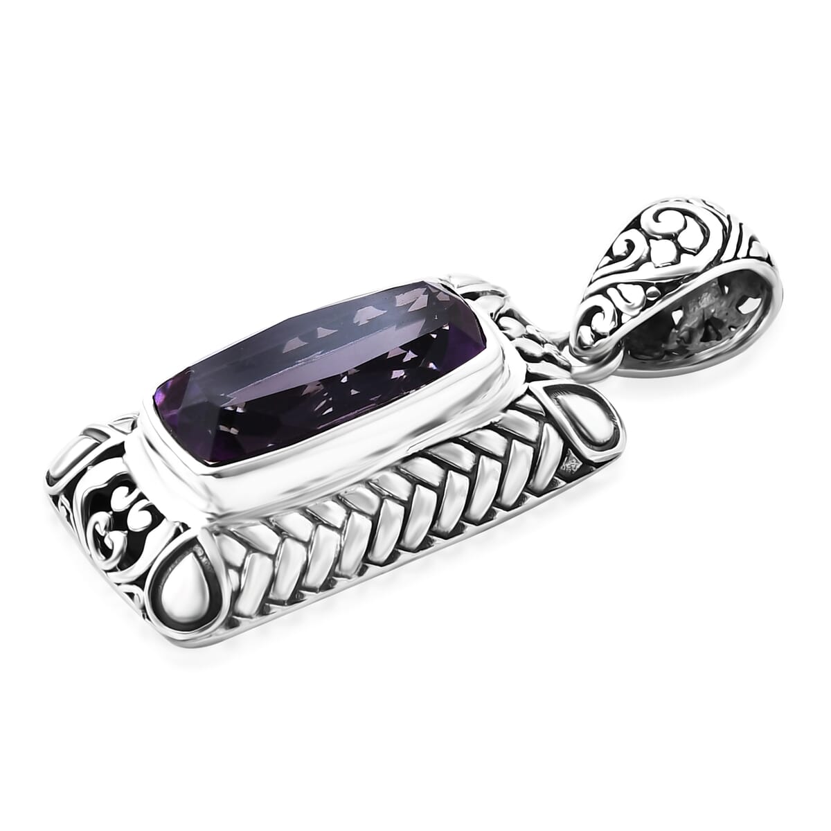 Bali Legacy Rose De France Amethyst 11.00 ctw Pendant in Sterling Silver  image number 3