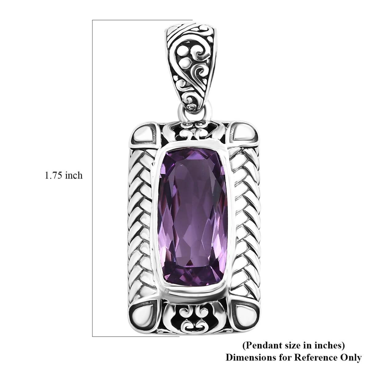 Bali Legacy Rose De France Amethyst 11.00 ctw Pendant in Sterling Silver  image number 5