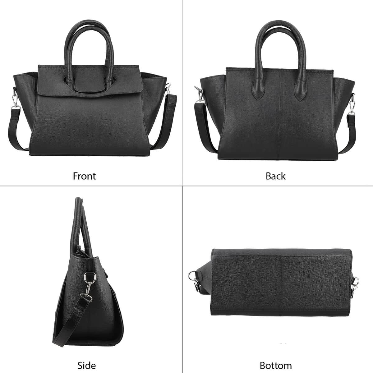 Black Genuine Leather Shoulder Bag image number 3