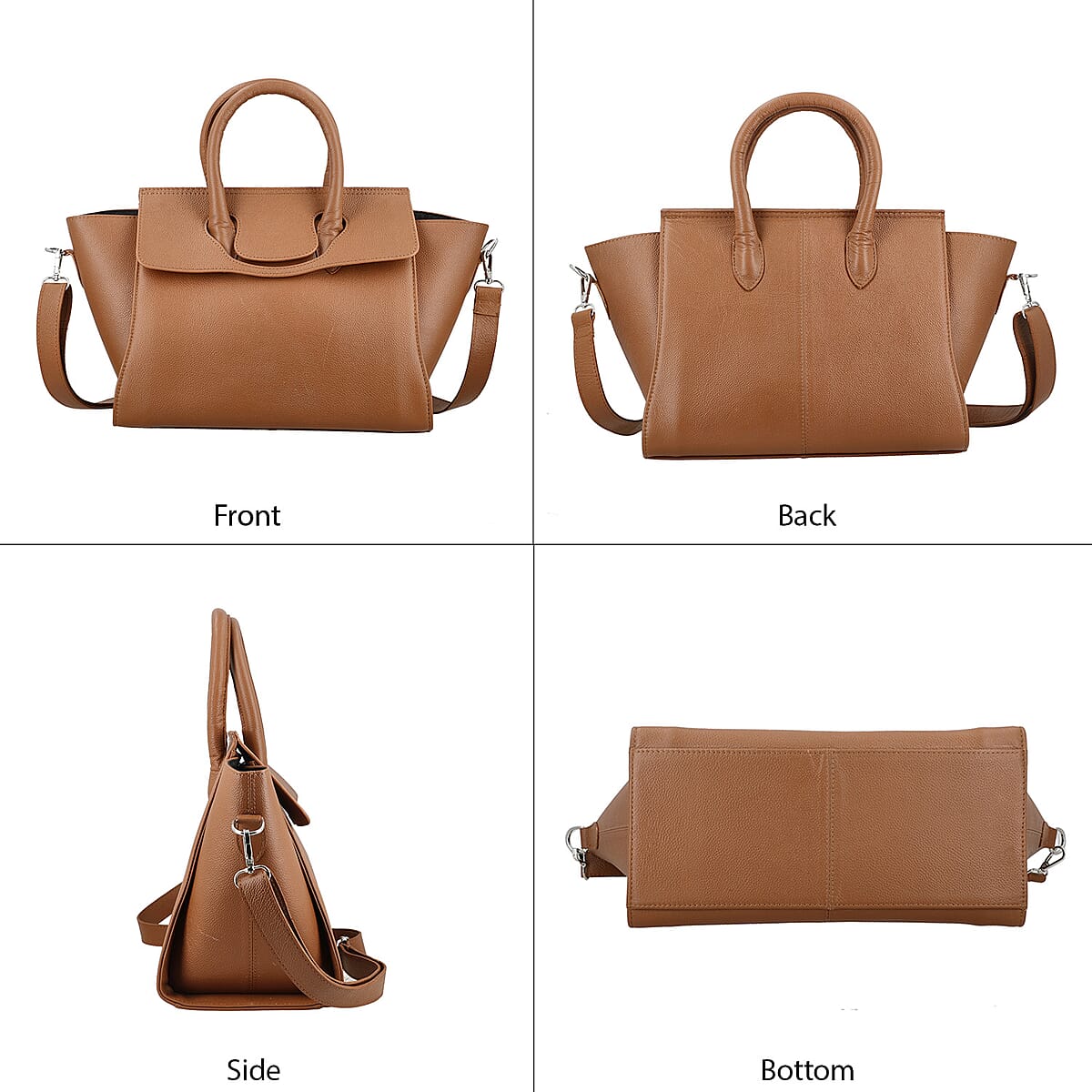 Tan Genuine Leather Shoulder Bag image number 3