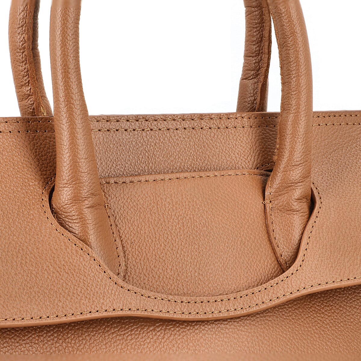 Tan Genuine Leather Shoulder Bag image number 5