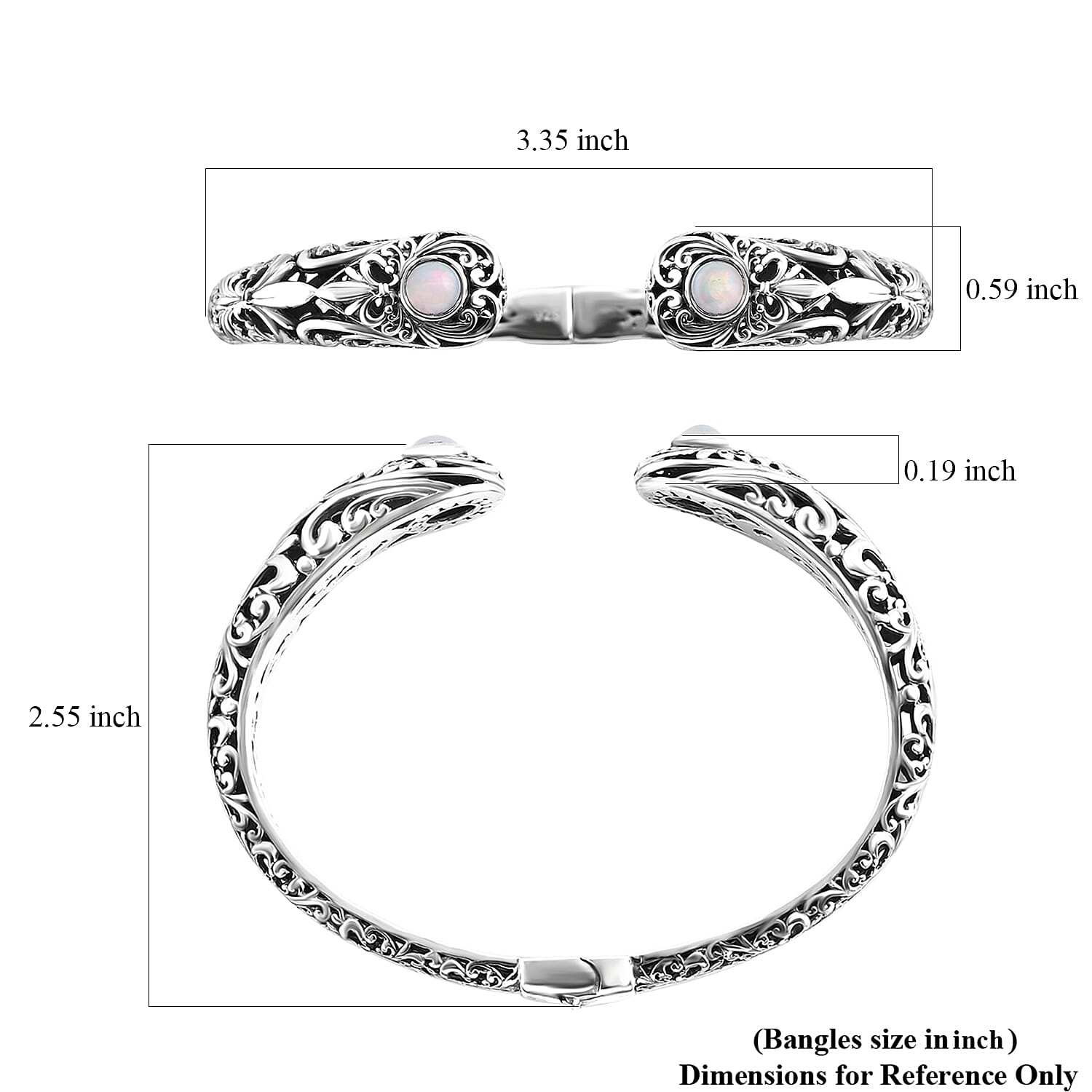 Bali Legacy Ethiopian Welo Opal 1.10 ctw Cuff Bracelet in Sterling Silver (6.50 In)