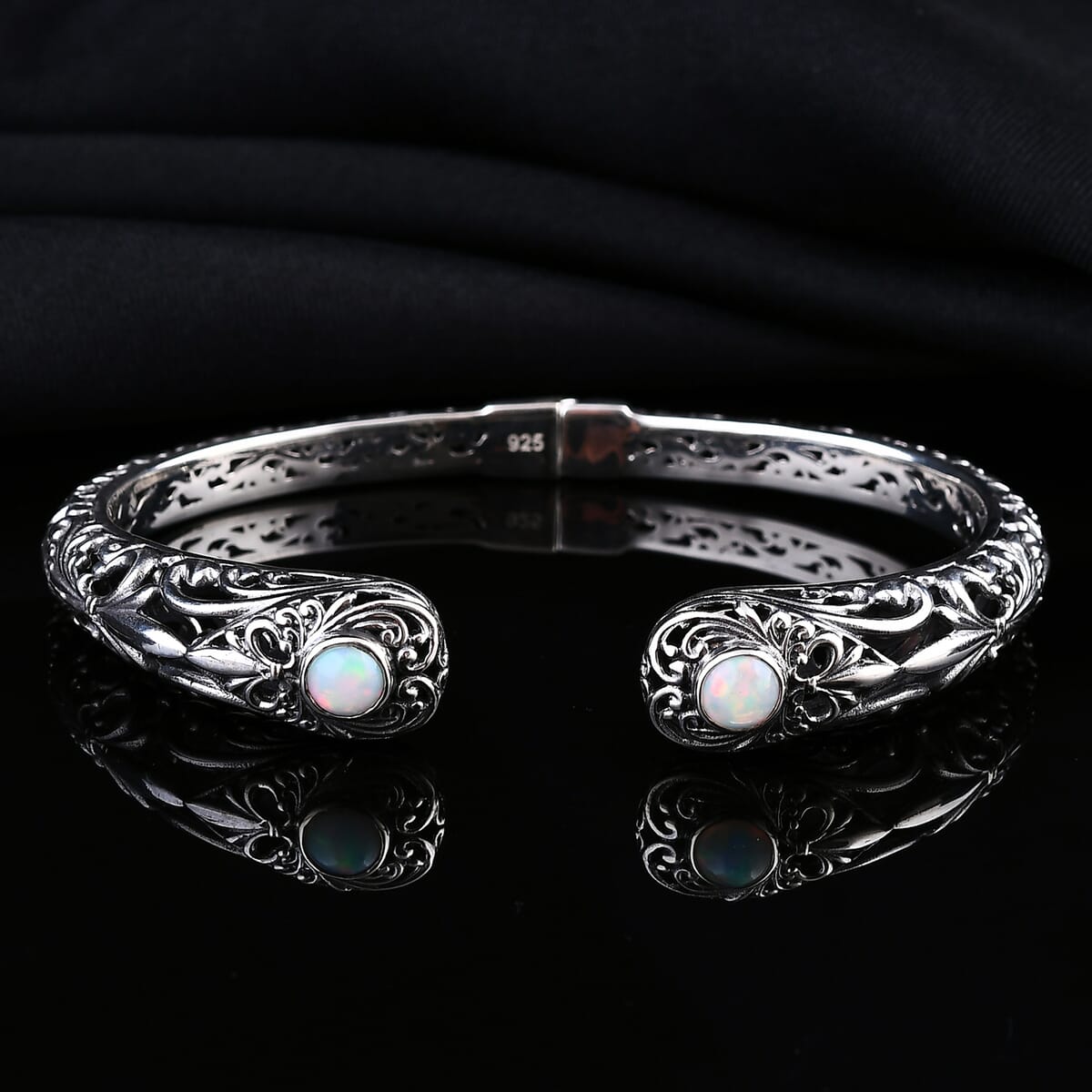 Bali Legacy Ethiopian Welo Opal 1.10 ctw Cuff Bracelet in Sterling Silver (7.25 In) image number 1