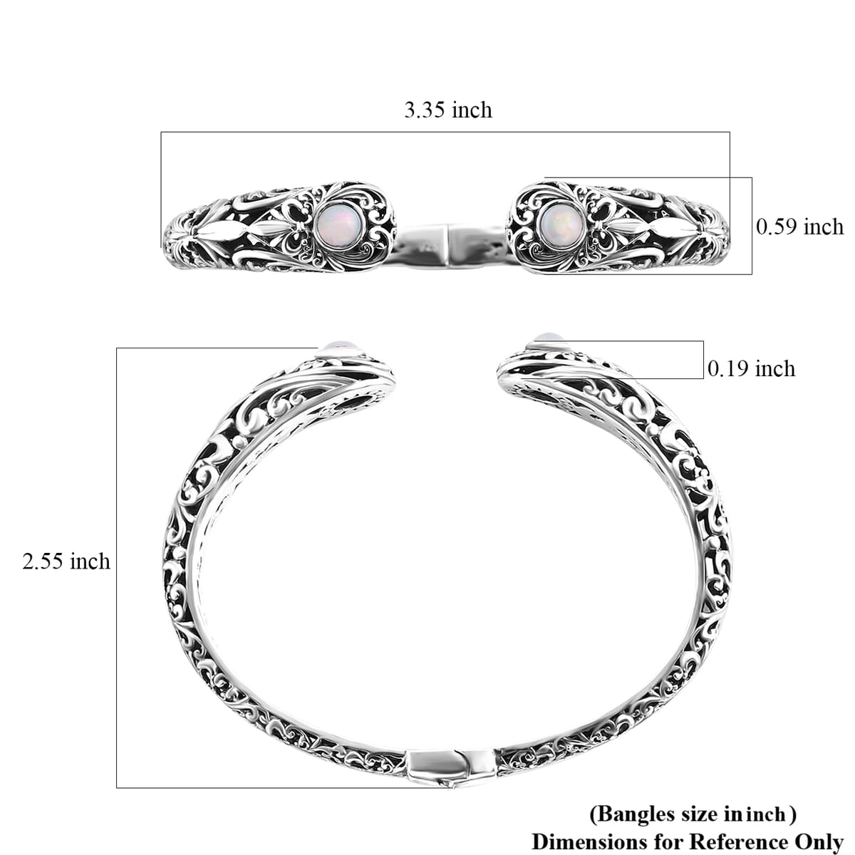 Bali Legacy Ethiopian Welo Opal 1.10 ctw Cuff Bracelet in Sterling Silver (7.25 In) image number 6