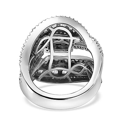 Diamond Ring in Platinum Over Sterling Silver (Size 10.0) 2.00 ctw