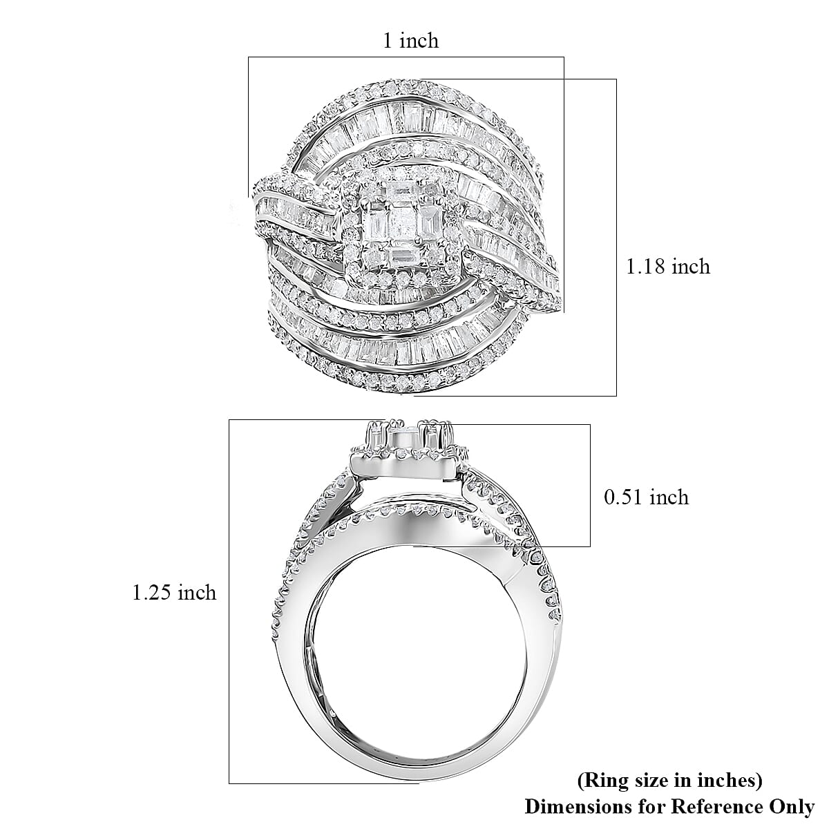 Diamond Ring in Platinum Over Sterling Silver (Size 6.0) 2.00 ctw image number 5