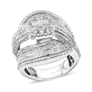 Diamond Ring in Platinum Over Sterling Silver (Size 8.0) 2.00 ctw