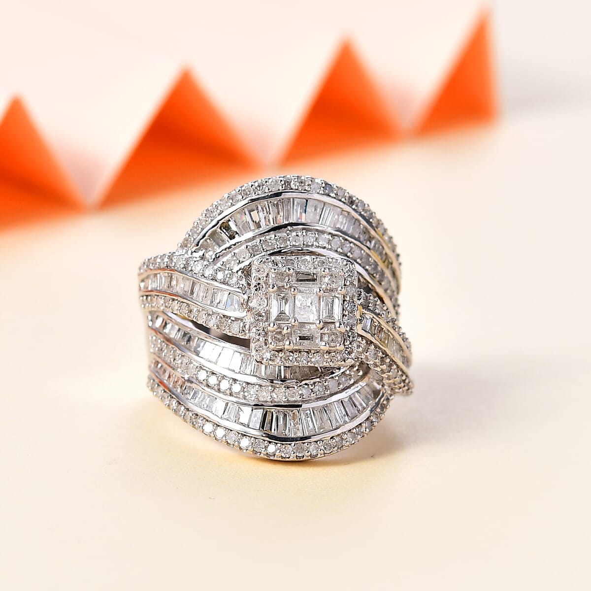 Diamond Ring in Platinum Over Sterling Silver (Size 9.0) 2.00 ctw image number 1