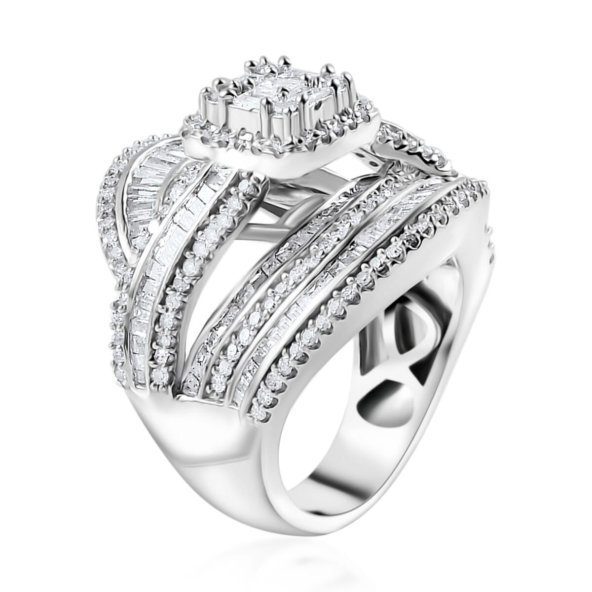 Diamond Ring in Platinum Over Sterling Silver (Size 9.0) 2.00 ctw image number 3