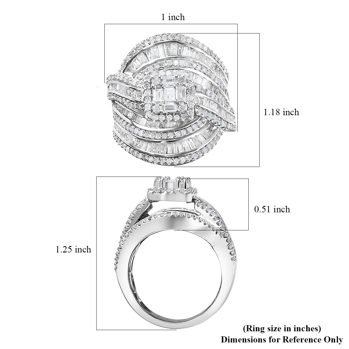 Diamond Ring in Platinum Over Sterling Silver (Size 9.0) 2.00 ctw image number 5