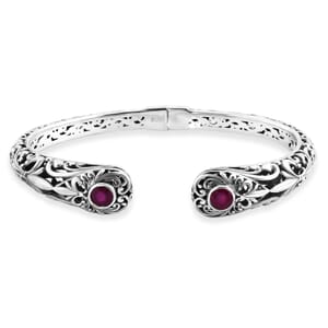 Bali Legacy Niassa Ruby (FF) 2.40 ctw Cuff Bracelet in Sterling Silver (6.50 In) 