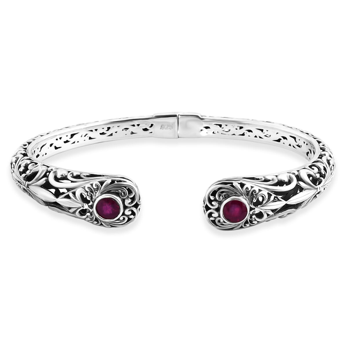 Bali Legacy Niassa Ruby (FF) 2.40 ctw Cuff Bracelet in Sterling Silver (7.25 In) image number 0