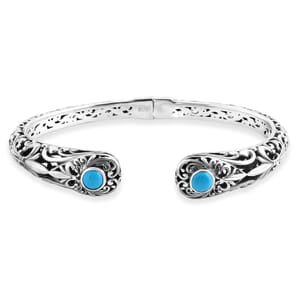 Bali Legacy Sleeping Beauty Turquoise 1.60 ctw Cuff Bracelet in Sterling Silver (6.50 In) 