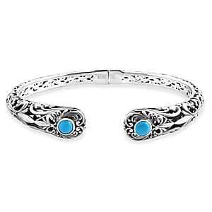 Bali Legacy Sleeping Beauty Turquoise 1.60 ctw Cuff Bracelet in Sterling Silver (7.25 In)