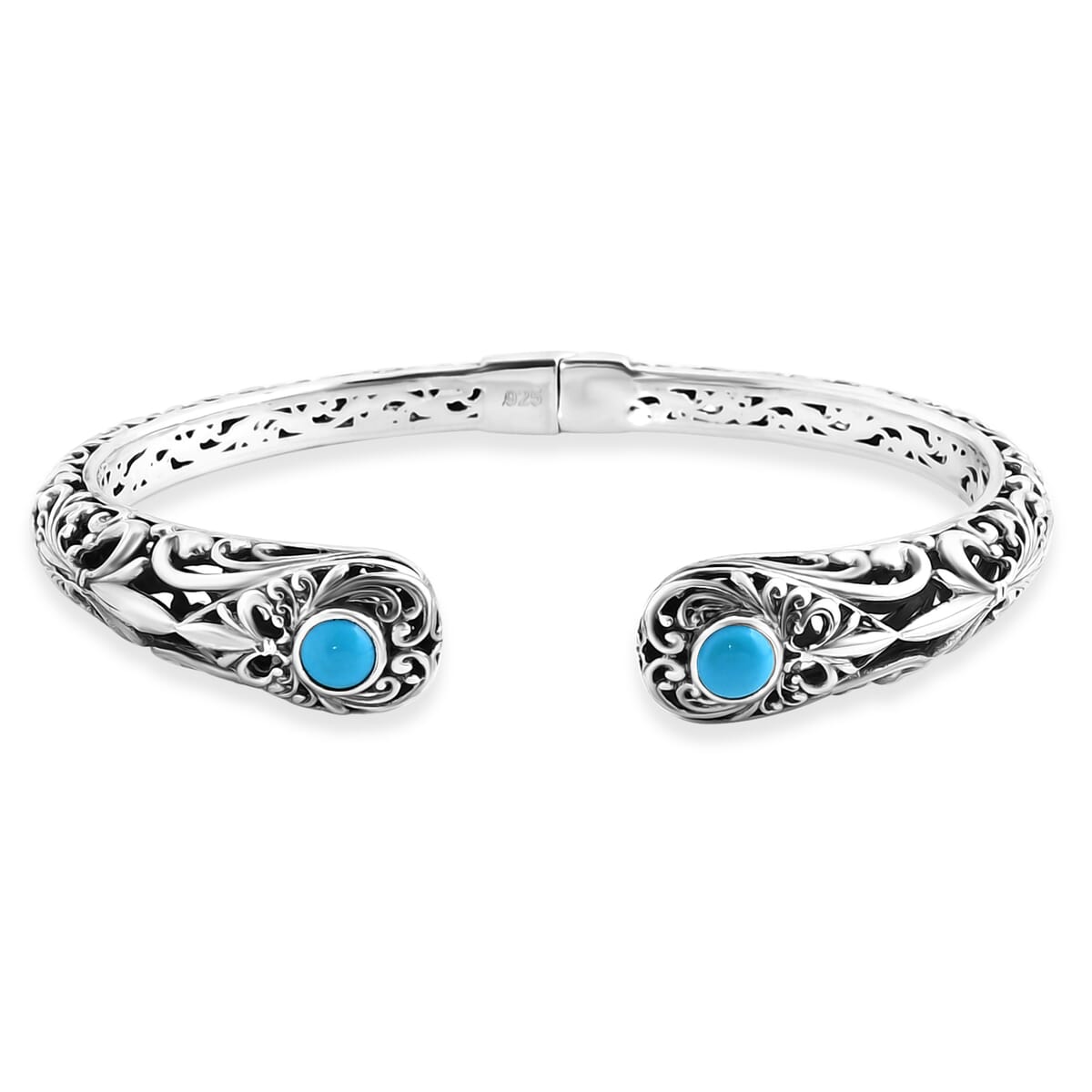 Bali Legacy Sleeping Beauty Turquoise 1.60 ctw Cuff Bracelet in Sterling Silver (8.00 In)  image number 0