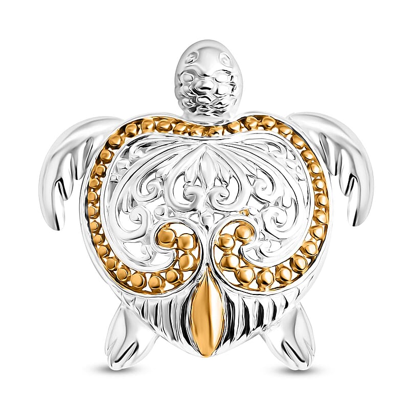 Bali Legacy 22K Vermeil Yellow Gold Over and Sterling Silver Turtle Pendant without Chain 6.20 Grams